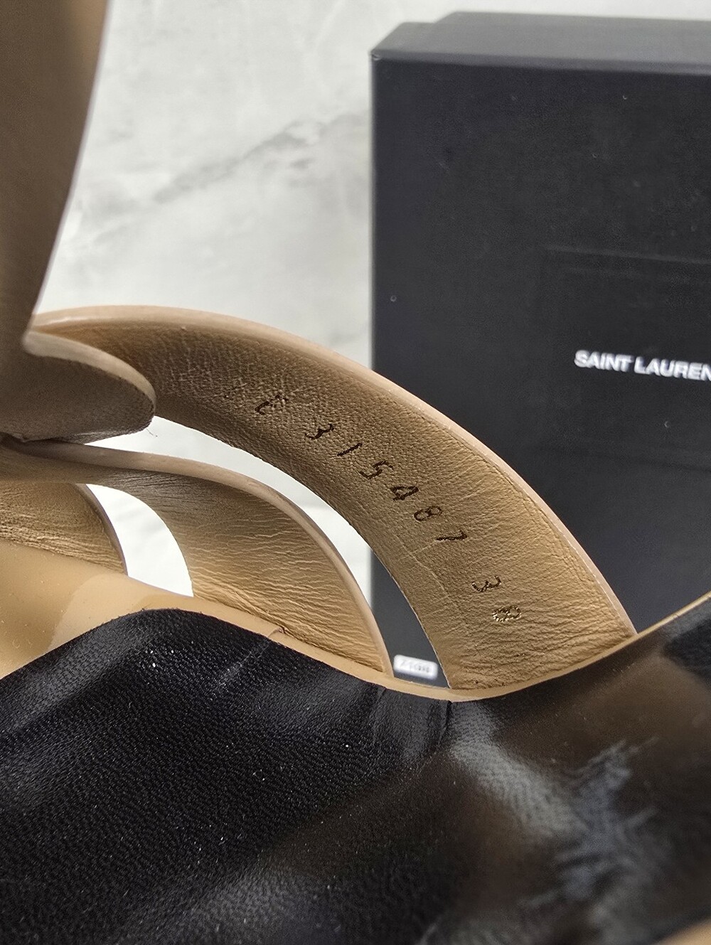 Yves Saint Laurent Nude Patent Leather Platform Sandals - Picture 7 of 15